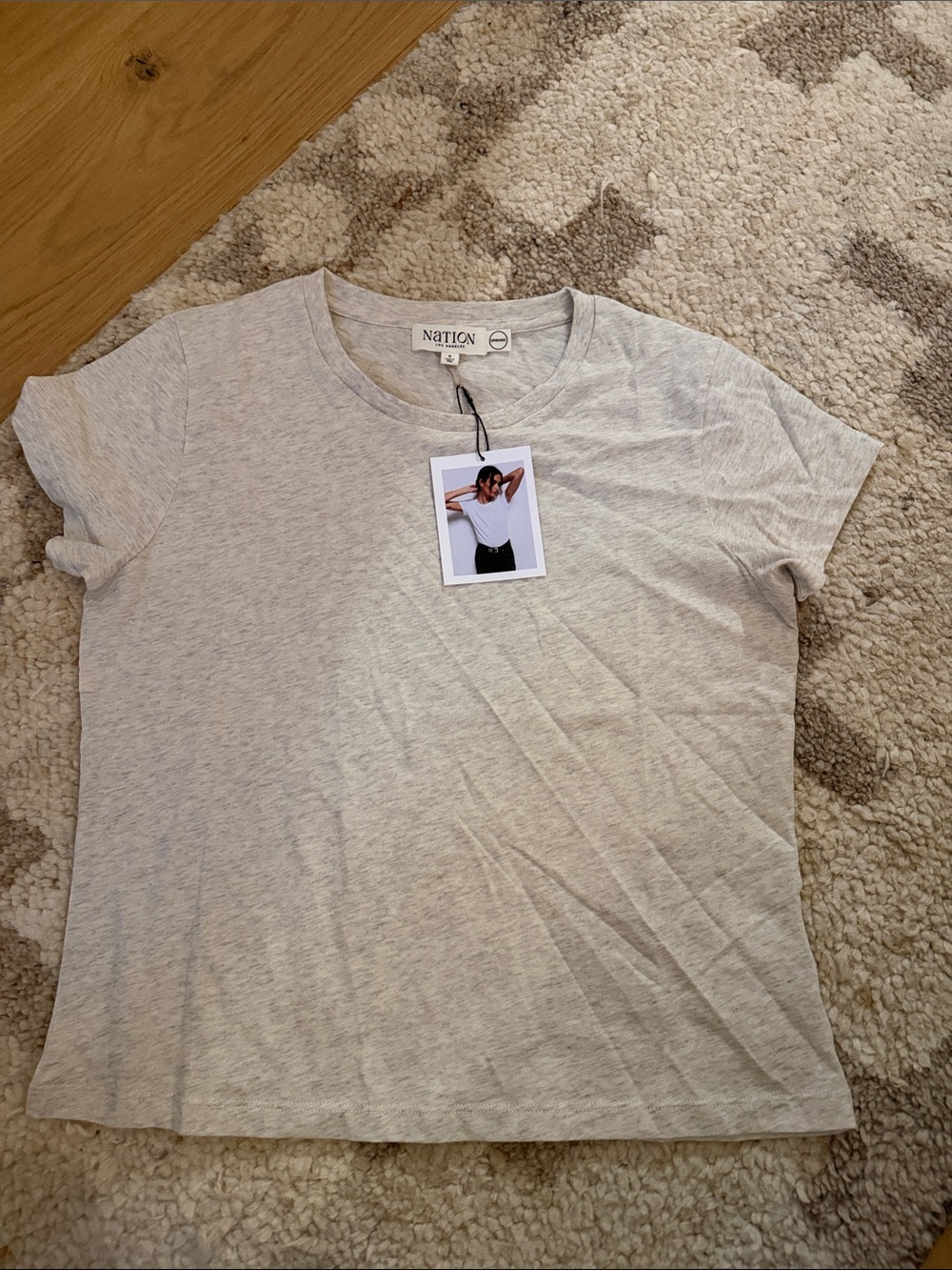 Nation Los Angeles Goldie Tee Heather Oatmeal NWT